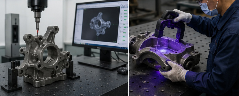 CMM dimensional inspection of a precision automotive chassis casting CMM dimensional inspection of a precision automotive chassis casting
