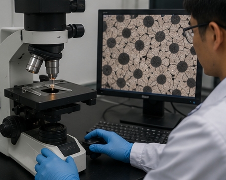 Metallographic examination of ductile iron graphite structure for quality verification