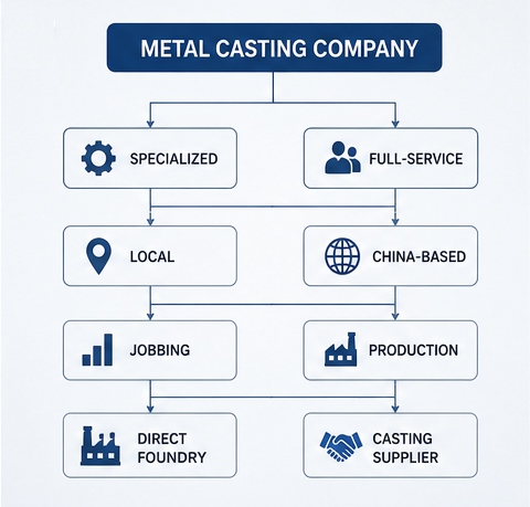 Different types of metal casting companies classified by specialization, location, production model and business model Different types of metal casting companies classified by specialization, location, production model and business model